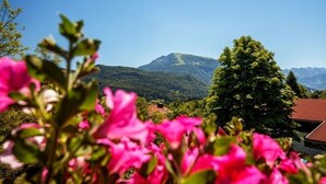 A mountain landscape with a building in the foreground. - Vakantiewoning Unternberg (Reit im Winkl)