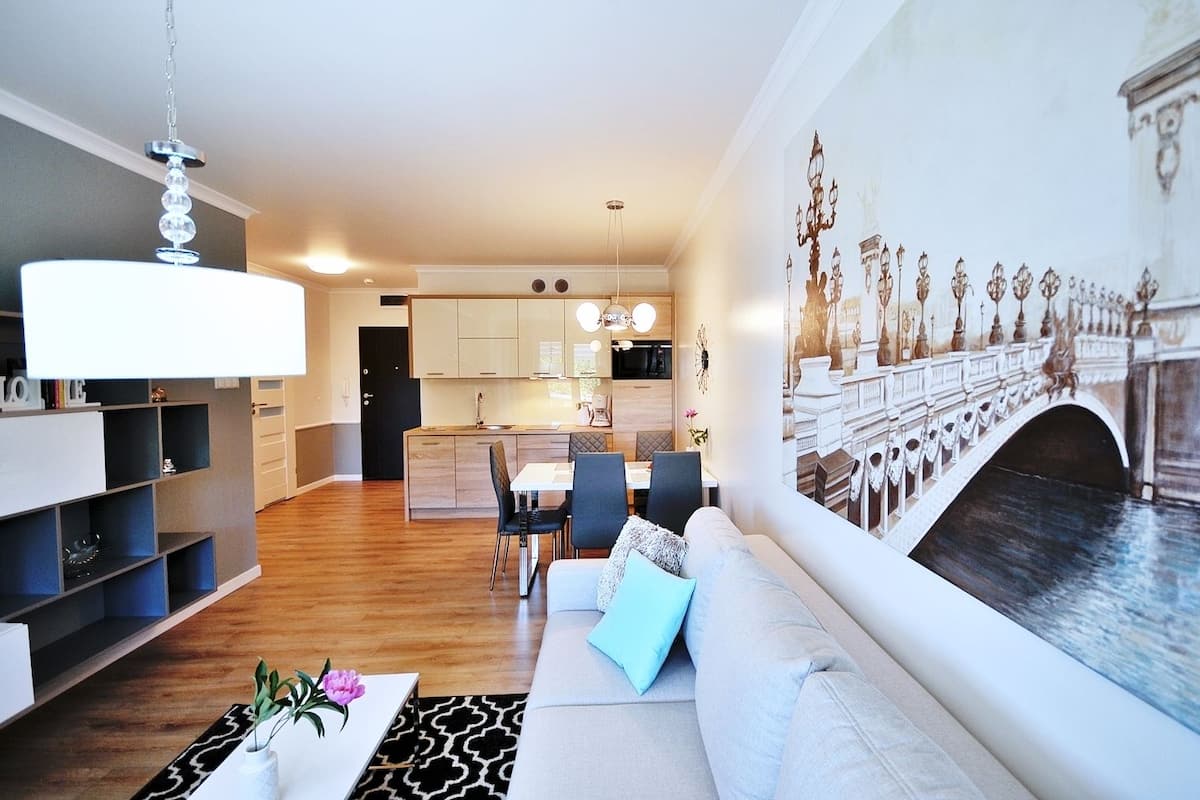Deluxe Apartment, 1 Bedroom, Park View (B209) | Living area | 42-inch flat-screen TV with cable channels, TV