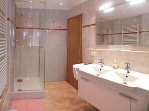 Dusche, Haartrockner, Handtücher