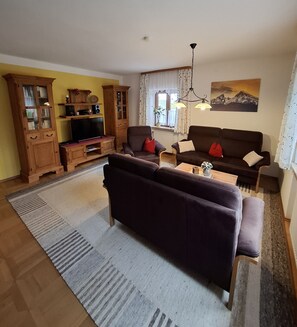 Fernseher, DVD-Player, Tischtennisplatte