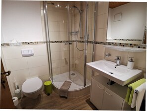 Ducha, secador de pelo, toallas