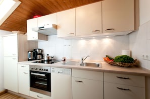 Fridge, microwave, oven, dishwasher
