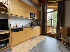 Kühlschrank, Mikrowelle, Herdplatte, Geschirrspüler