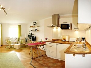 Fridge, microwave, coffee/tea maker, toaster