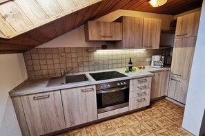 Fridge, oven, stovetop, dishwasher - Vacation apartment Bergblick (Truchtlaching)