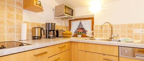 Kühlschrank, Mikrowelle, Herdplatte, Geschirrspüler