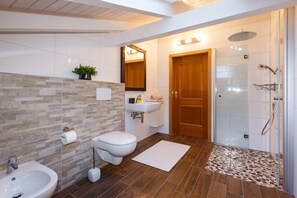 Dusche, Haartrockner, Bidet, Handtücher