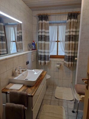 Dusche, Haartrockner, Handtücher