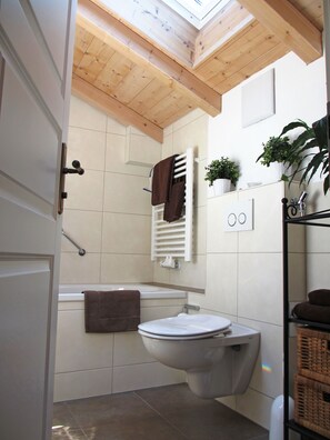 Bañera, secador de pelo, toallas