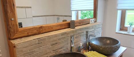 Bathtub, hair dryer, towels