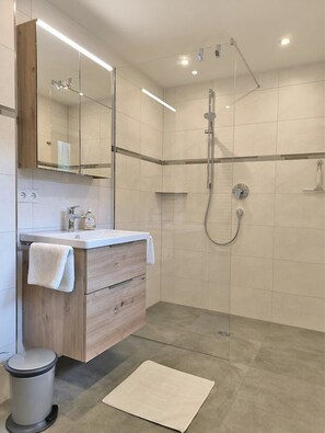 Dusche, Haartrockner, Handtücher