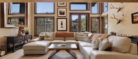 Smart TV, fireplace, video games, DVD player