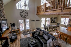 Smart TV, fireplace, video games, DVD player