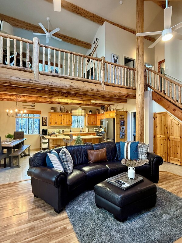 Smart TV, fireplace, video games, DVD player