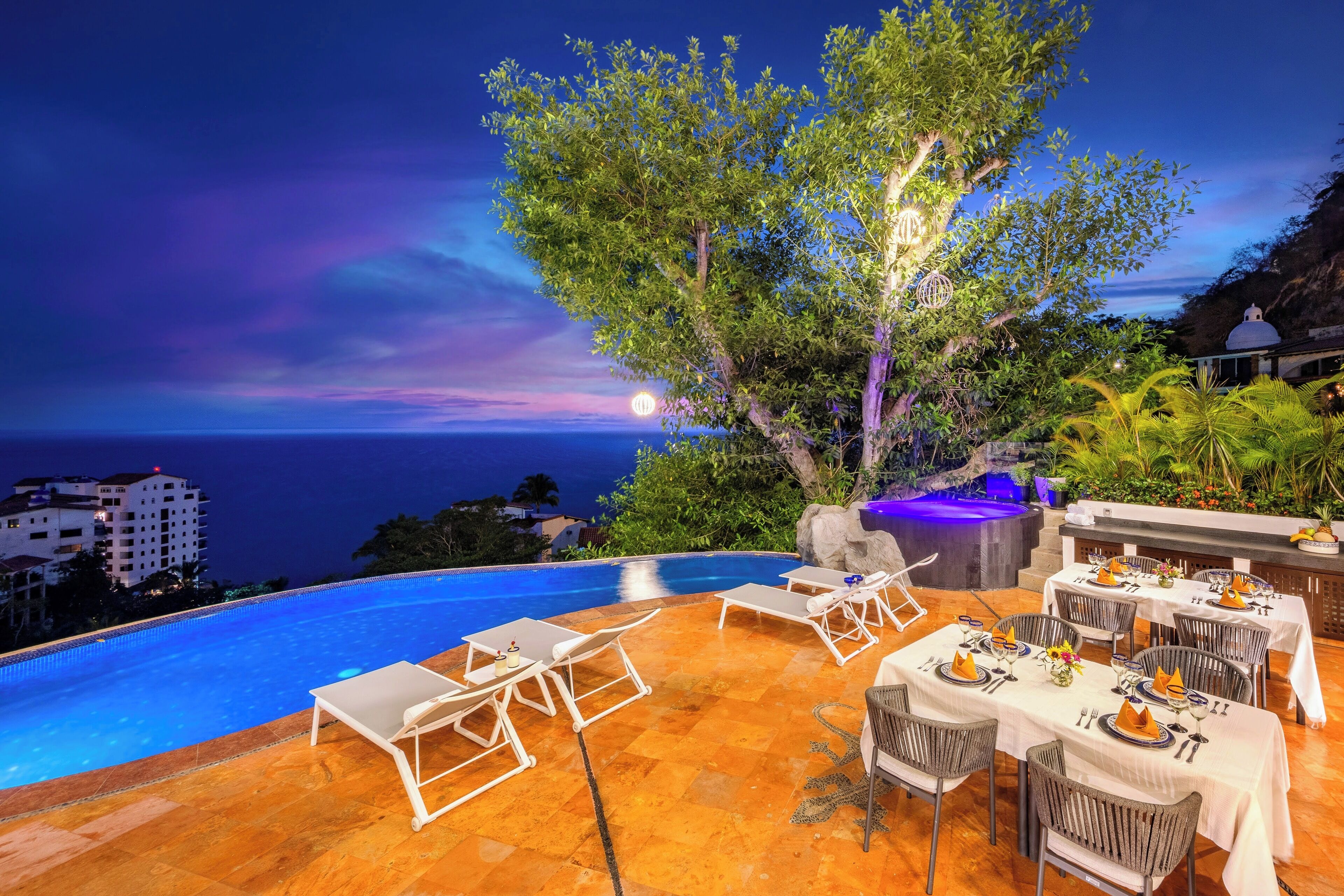 Outdoor pool, open 9:00 AM to 9:00 PM, pool umbrellas, pool loungers