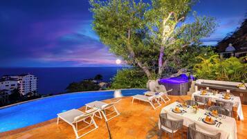 Ulkouima-allas avoinna 9.00–21.00, aurinkovarjoja, aurinkotuoleja