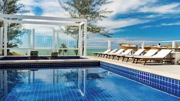 2 outdoor pools, pool loungers