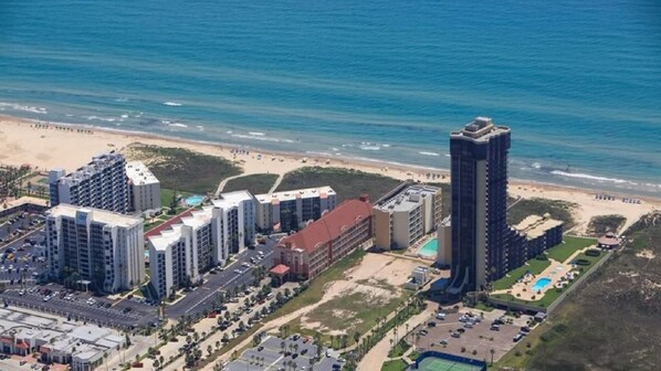 Aerial view - 2BD/2BA Beachfront Condo in South Padre Island (South Padre Island)