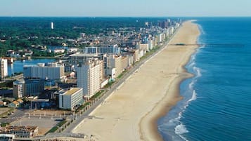 Beach nearby, sun loungers