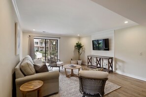 Flat-screen TV, DVD player