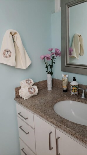 Suihkun ja ammeen yhdistelmä, hiustenkuivaaja, bidee, pyyhkeet