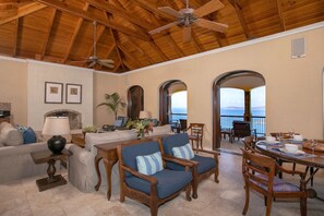 TV, DVD player, books, stereo