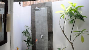 Shower, free toiletries, hair dryer, bidet