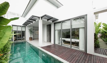 Luxury Villa, 2 Bedrooms, Pool View | Living area | 43-inch LED TV with cable channels, TV