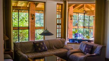 TV, books, music library, stereo