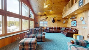 Télévision, cheminée, lecteur de DVD