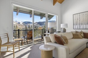 TV, fireplace, music library