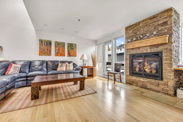 Smart TV, fireplace, DVD player, music library