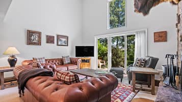 TV, fireplace, DVD player, stereo