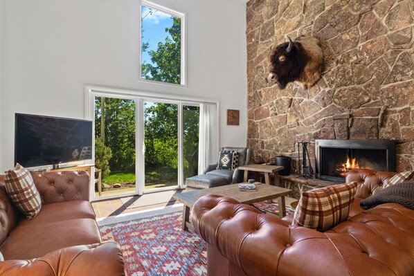 TV, fireplace, DVD player, stereo