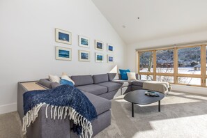 Smart TV, fireplace, DVD player, music library