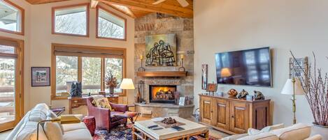 テレビ、暖炉、DVD プレーヤー、ミュージックライブラリ