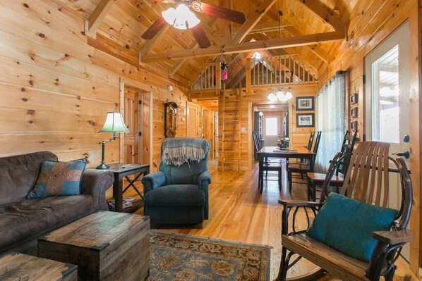 Smart TV, fireplace, DVD player, books