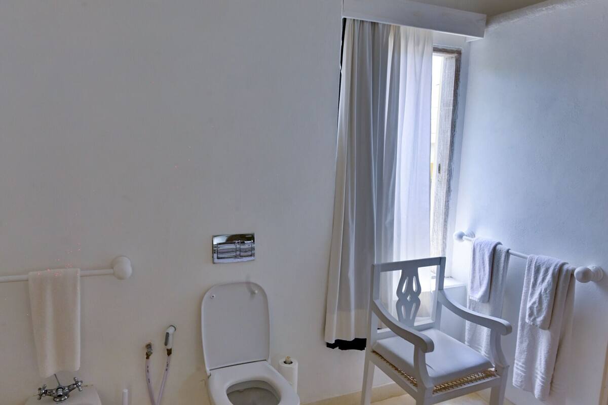 superior double room | bathroom | shower, free toiletries, hair dryer, bathrobes