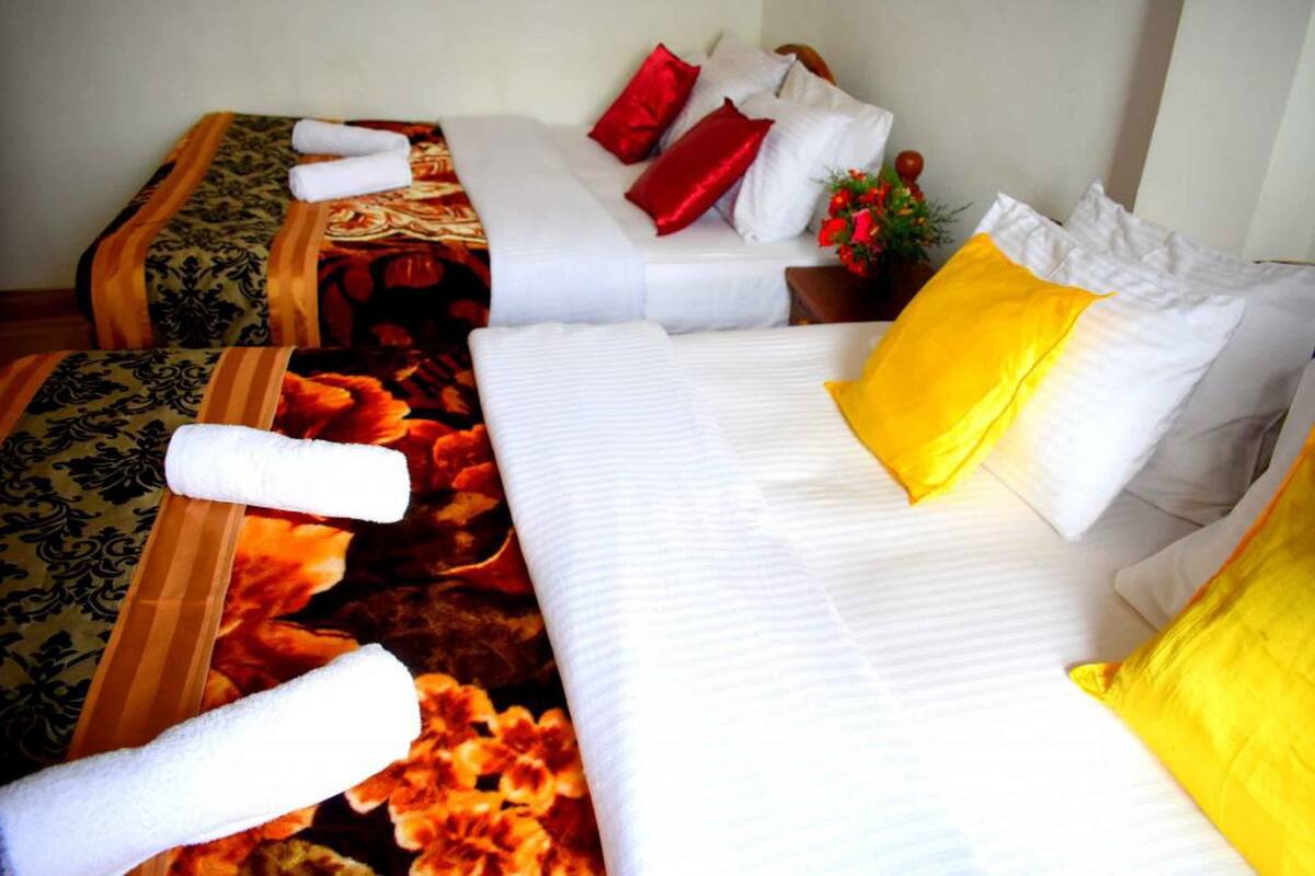Desk, free WiFi, bed sheets