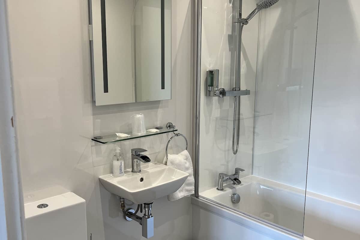 deluxe twin room | bathroom | shower, free toiletries, towels
