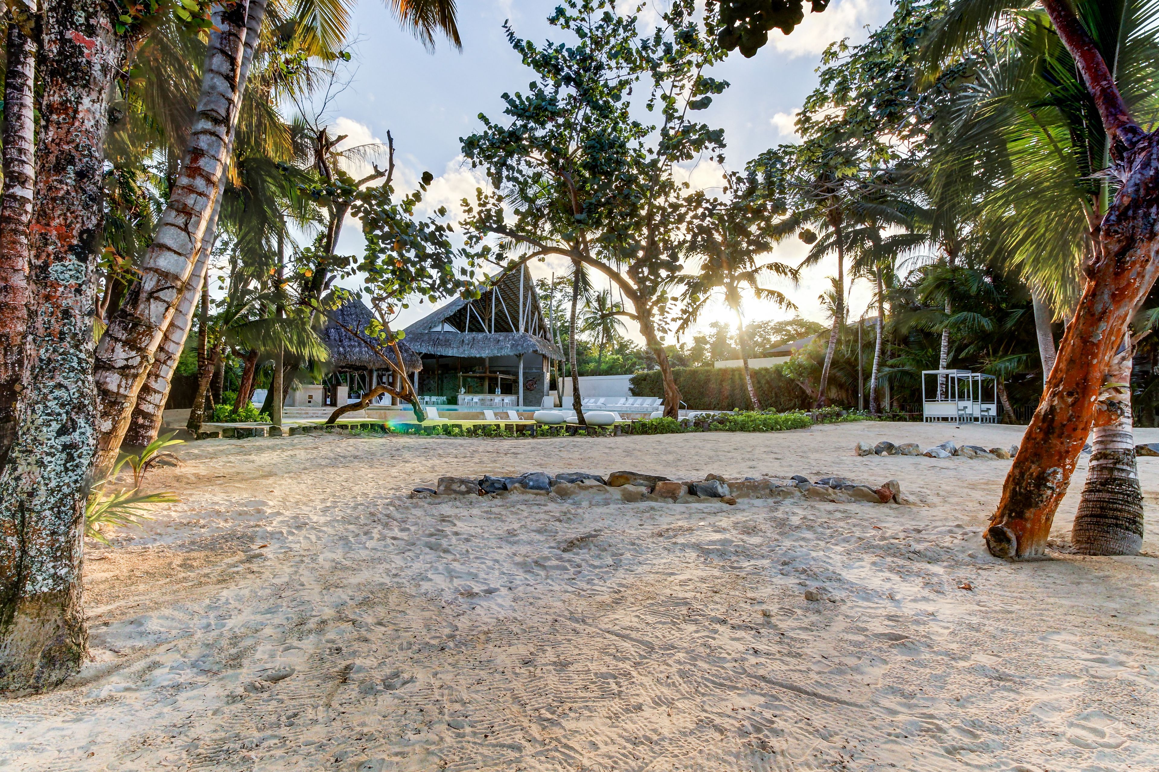 On the beach, white sand