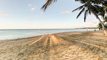 On the beach, white sand