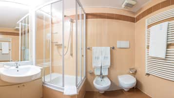 Shower, free toiletries, hair dryer, bathrobes