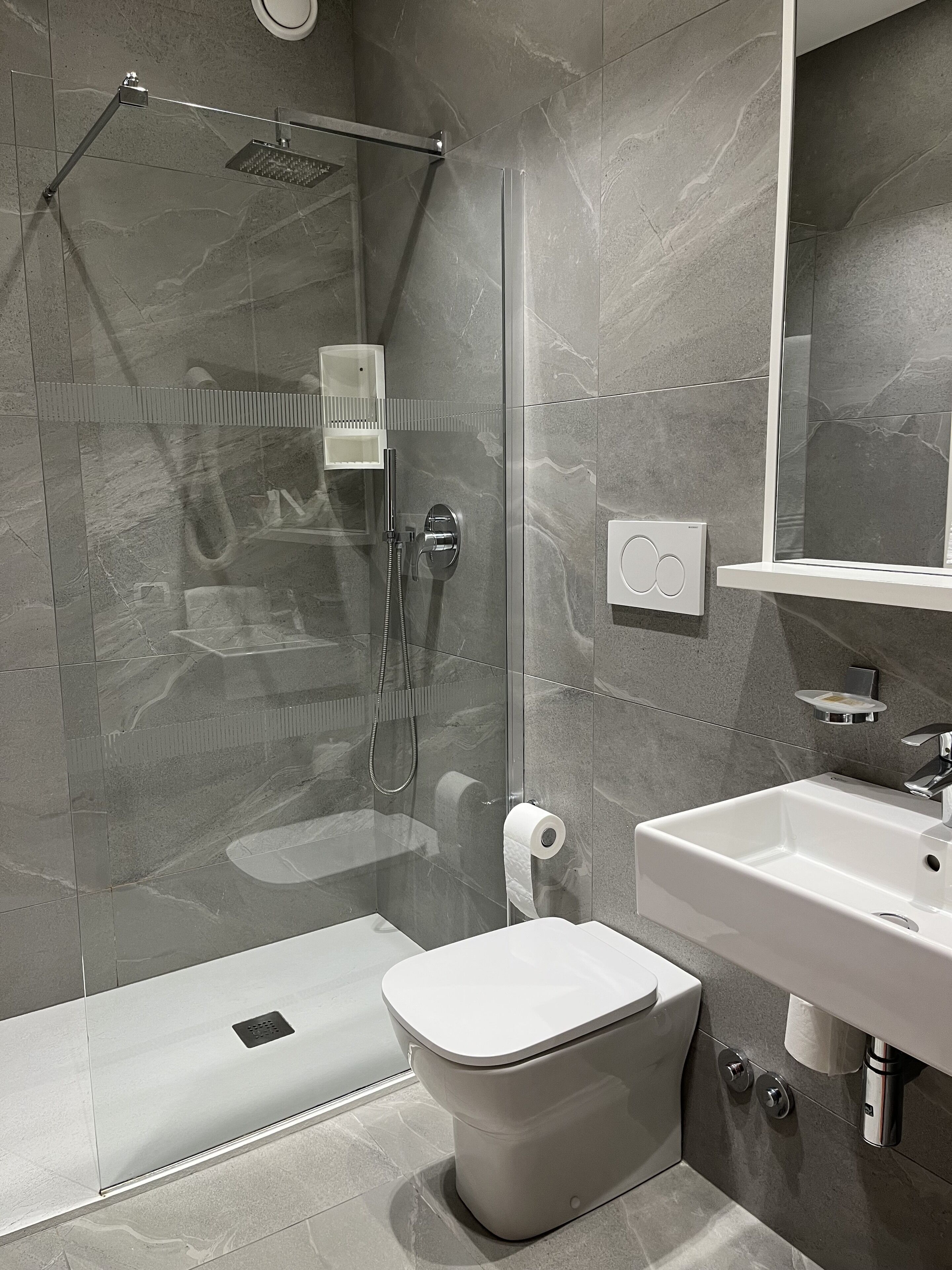 shower, free toiletries, hair dryer, bidet