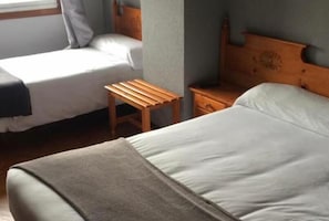 Desk, free WiFi, bed sheets