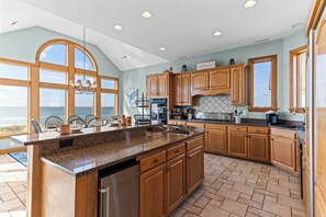 Fridge, microwave, oven, stovetop - Premier Oceanfront Dog Friendly Home w/ Pool, Hot Tub, Theater, and Much More (Hatteras)