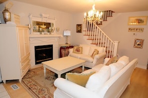 Smart TV, fireplace, DVD player, video library