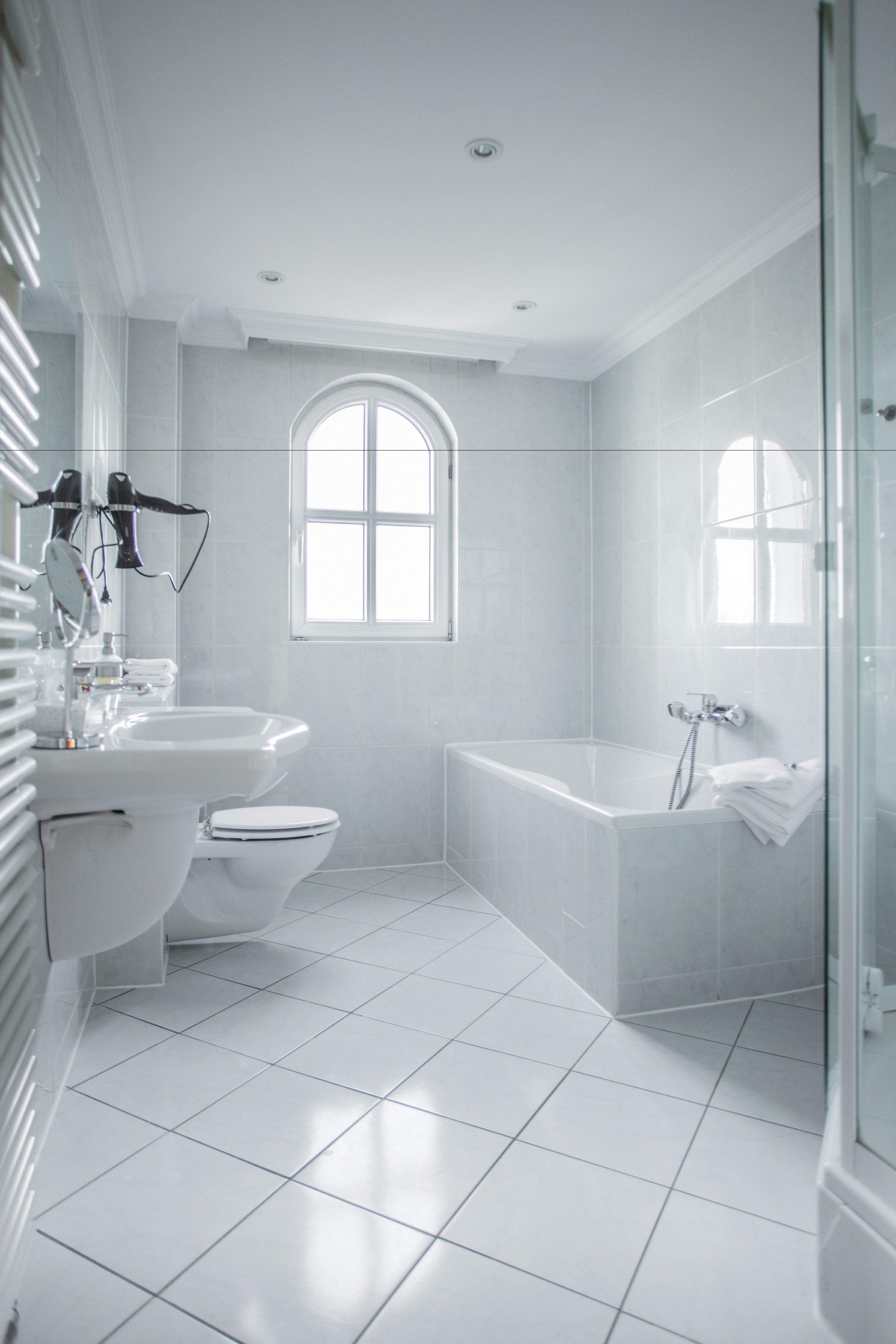 free toiletries, hair dryer, towels