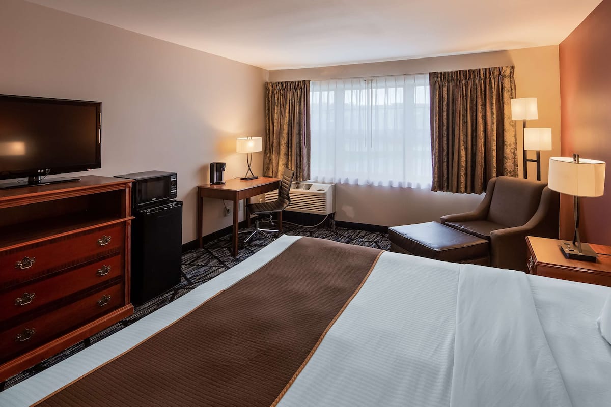 standard room, 1 king bed, accessible, refrigerator & microwave | 1 bedroom, desk, laptop workspace, iron/ironing board