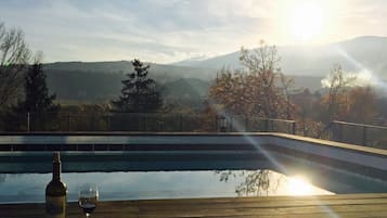 Outdoor pool, pool umbrellas